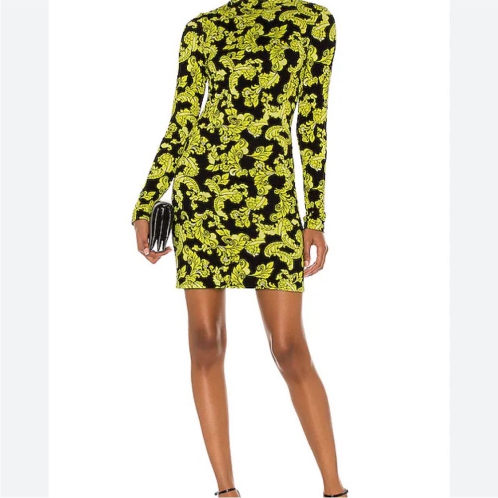 Alice + Olivia Delora Scrollwork Print Long Sleeve Dress